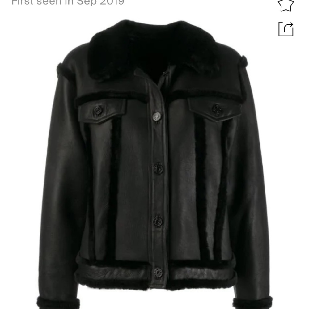 Sandro Paris Genuine Shearling Leather Jacket Black Luxury Winter CoatM - Picture 6 of 9